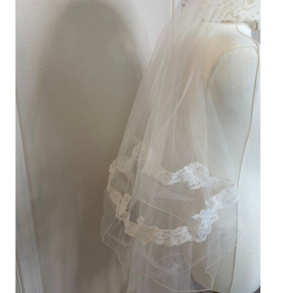 Bridal Women\'s Wedding Veil Double Layer  Ivory Cascading main image 4